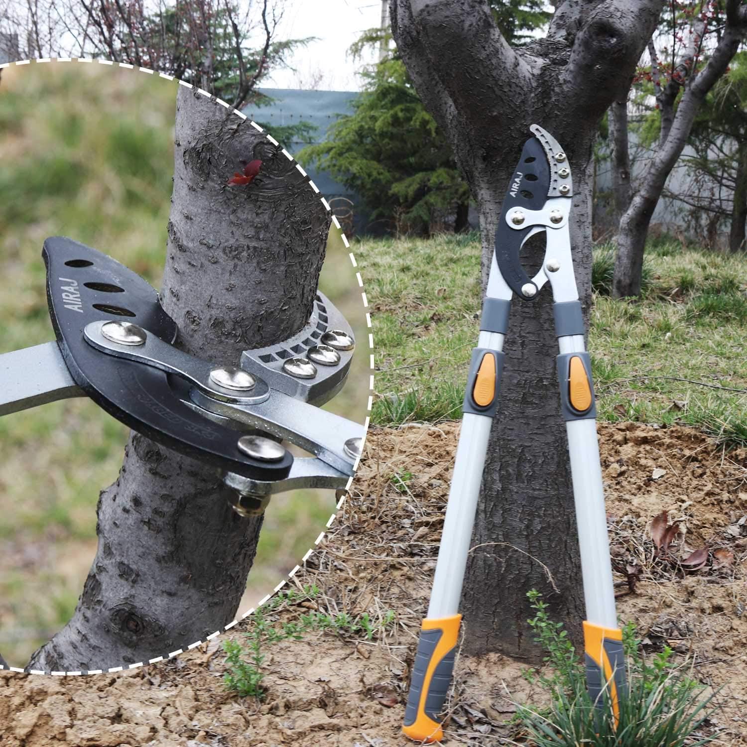 AIRAJ Bypass Lopper with Compound Action, Chops Thick Branches with Ease, Adjustable Heavy Duty Tree Trimmer, Branch Cutter with Clean Cut Capacity : Garden & Outdoor