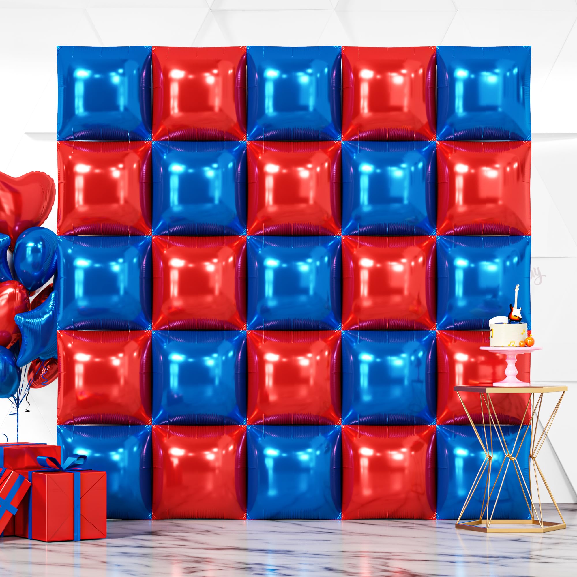 Photo 1 of ***FACTORY SEALED/BRAND NEW*** NISOCY 25PCS Red Blue Square Foil Balloons Wall Backdrop Double Sided Red Deep Blue Balloons Arch Kit for Birthday Graduation 4th of July Independence Baby Shower Wedding Party Decorations