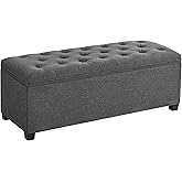 SONGMICS Storage Ottoman Bench, Foot Rest with Legs, 15.7 x 43.3 x 15.7 Inches, End of Bed Bench, Storage Chest, Load up to 660 lb, for Living Room, Bedroom, Entryway, Dark Gray ULSF088G01