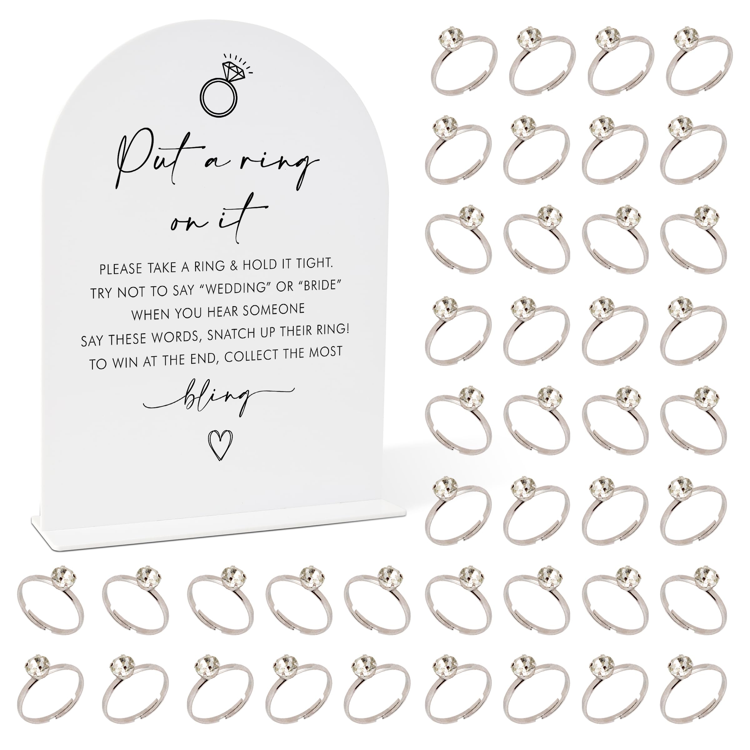 BX01 Put A Ring On It Bridal Shower Game - Includes 50 Fake Rings & Rule Card For Bachelorette Party