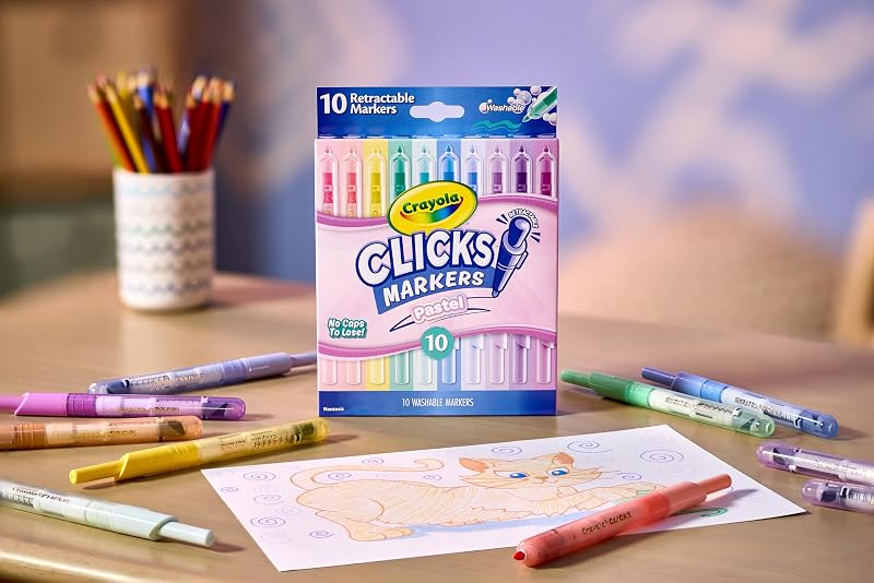 Cliks, 10 Feutres Lavables Rétractables sans Capuchon
