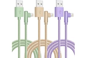 iPhone Charger,3 Pack 6FT Lightning Cable [Apple MFi Certified] iPhone Fast Charging Cable 90 Degree Nylon Braided Cord Compa