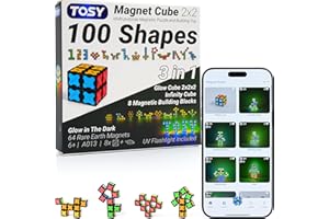 TOSY Magnet Cube 2x2-8 Blocks, 2in1 Toy: 2x2x2 Puzzle Cube and Customizable Infinity Cube, Glowing, Christmas Stocking Stuffe