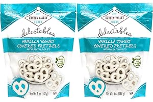 Hayden Valley Foods Vanilla Yogurt Covered Pretzels - 5 oz (Pack of 2) - Gourmet Naturally Flavored White Pretzels