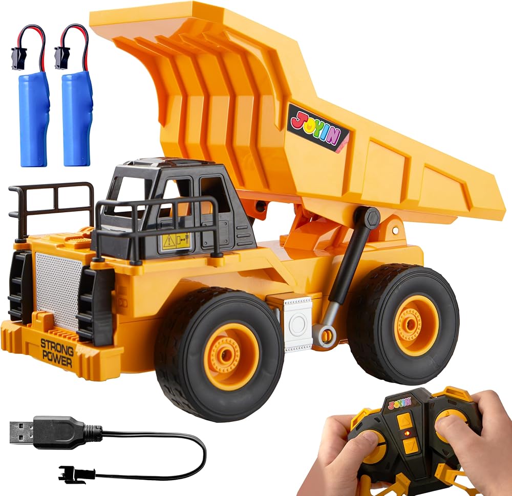 JOYIN Remote Control Dump Truck 2.4GHz LED Lights 600mAh Batteries Boys 3-8