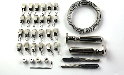 Furnishland Curtain Cable Wire Rod Set System With 24 Clips 196