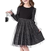 Hvididan Toddler Tutu Dress Little Girl Long Sleeve Spring Sequin Party Brithday Princess Tulle Dress
