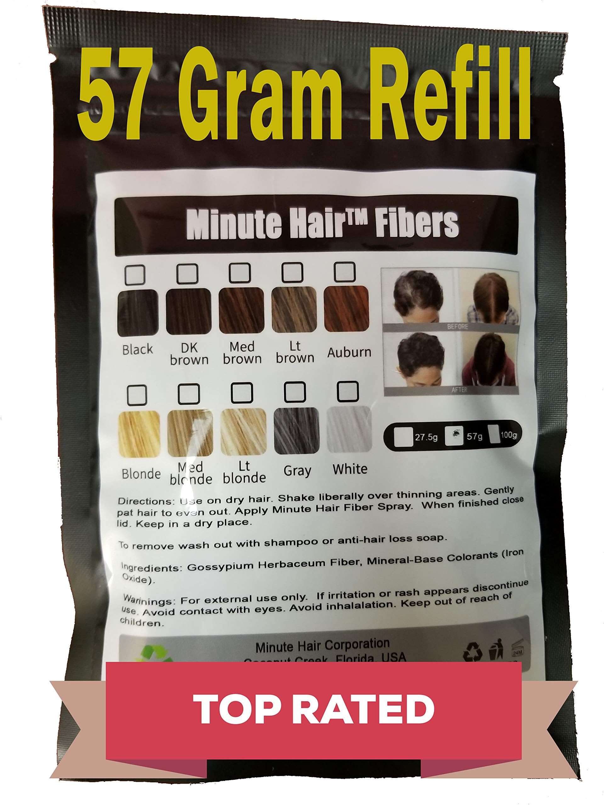 Hair Building Fibers Auburn 57 Grams (2 oz) Minute Hair Refill Hair Loss Concealer That You Can Use for Your Bottles From Competitors Like Toppik, Xfusion (Auburn)
