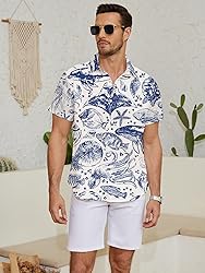 LuckLemocor Men's Hawaiian Shirts Beach Casual