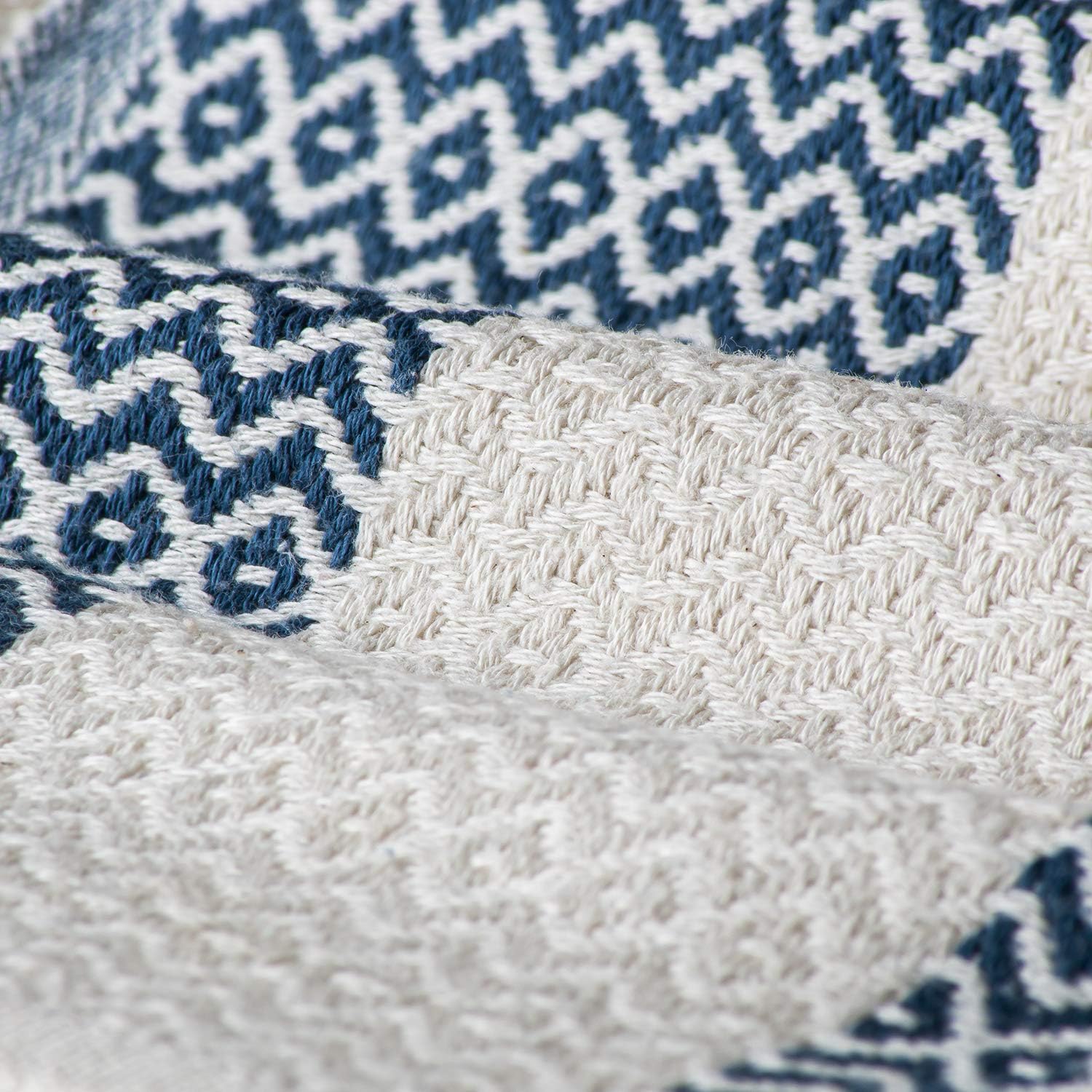 RUMI & SHAMS Turkish Hand Towel for Bathroom and Kitchen – 2 Pcs Luxurious Decorative Hand Towels for Bathroom – 100% Cotton Farmhouse Kitchen Towels – 16 x 35 Inches Kitchen Hand Towels (Denim): Home & Kitchen