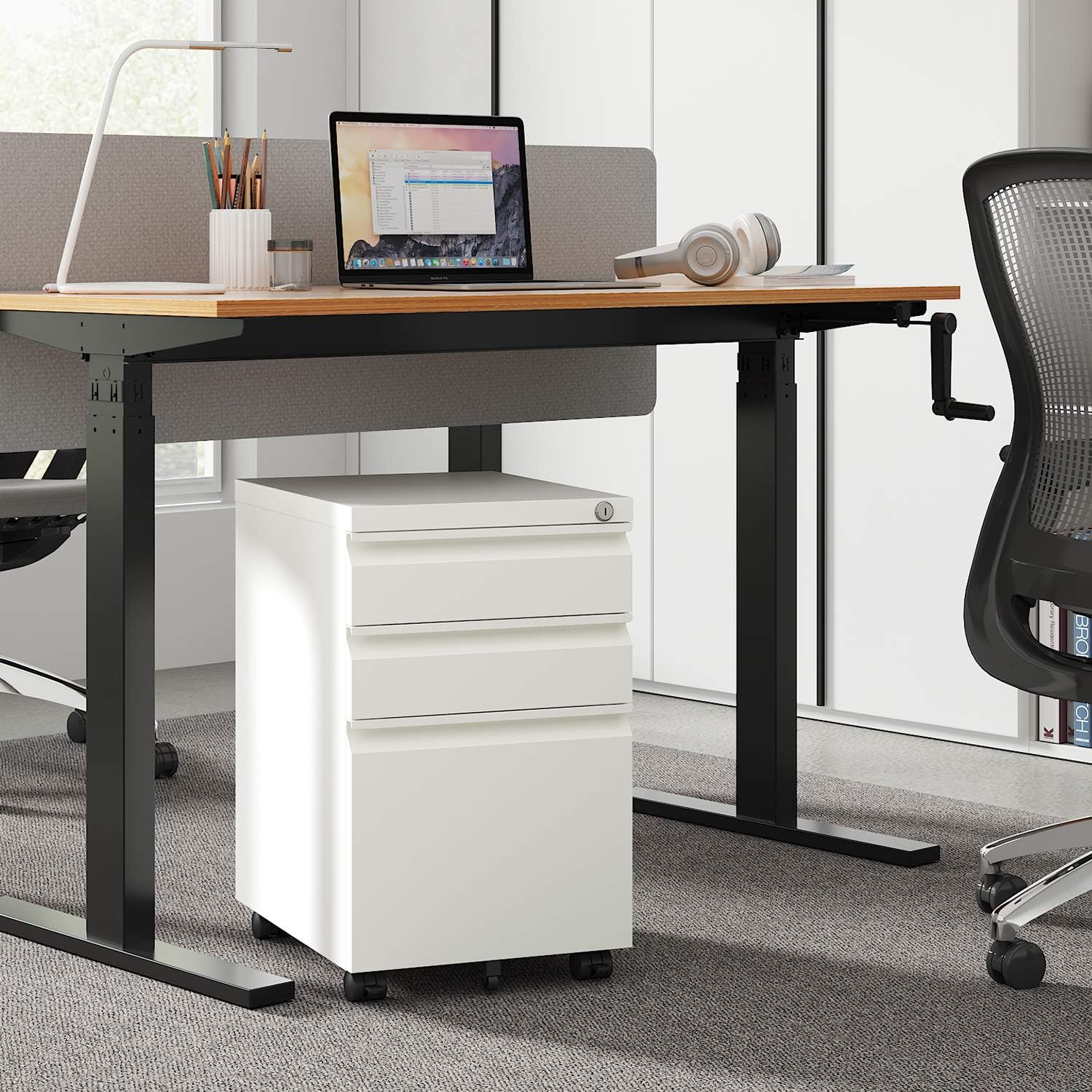 DEVAISE 3 Drawer Mobile File Cabinet Under Desk, Fully Assembled Except Casters, Letter/Legal Size, Black: Furniture & Decor