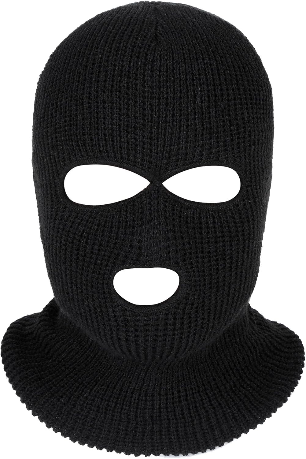 3-Hole Knitted Full Face Cover Ski Mask, Winter Balaclava Warm Knit Full Face Mask for Outdoor Sports (Black, Adult Size) at  Men’s Clothing store