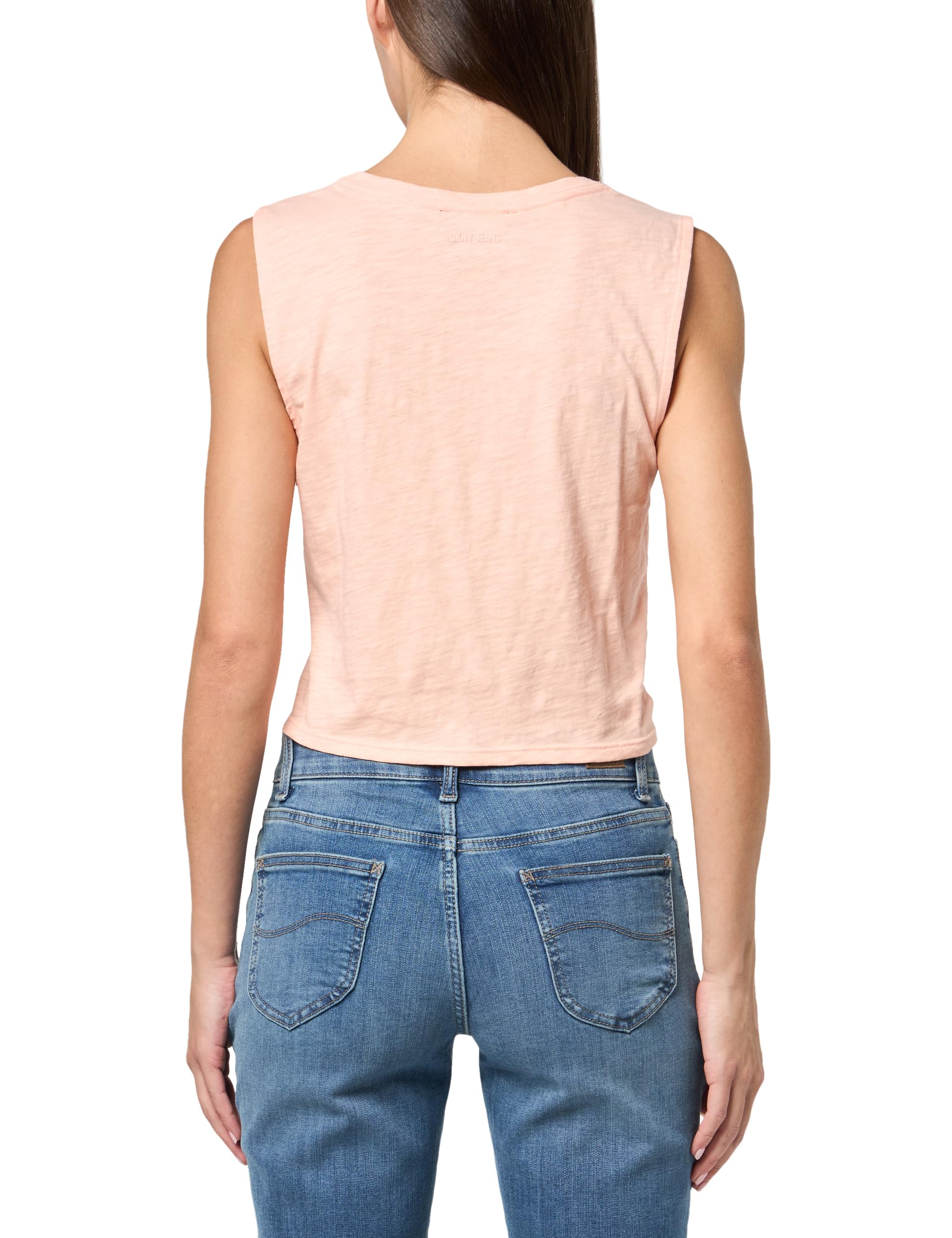 Condition photo showing New/Like New for dkny women's jeans shirt,peach melba,small