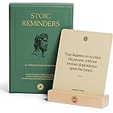 52 Stoic Reminders Quote Cards with Display Stand for Personal Growth, Perfect Gifts for Men and Women, Unique Home Decor or 