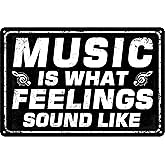 Music Wall Decor Metal Tin Signs Vintage Retro Musical Wall Art Coffee Bar Sign Music Room Posters Man Cave Sign Band Decor Vintage Rock Poster Is What Feelings Sound Like Signs 8x12 Inch