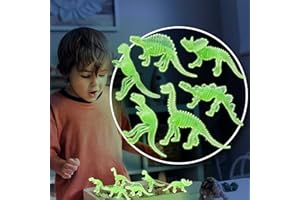 GLOW FEVER 12pcs Glow in The Dark Mini Dinosaur Toy Set, Great for Birthday Gift Bags or Party Favors, Goodie Bags, Easter Baskets, and Christmas Stocking Stuffers