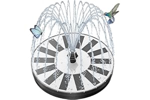 SZMP Solar Fountain, Upgraded Modern Style Solar Bird Bath Fountains, 100% Glass Solar Powered Water Fountain Pump with 7 Nozzles, 4 Fixed Rods for Humingbirds, Garden Decor, and Small Pond