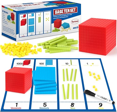 Torlam 131 PCS Base Ten Blocks for Math - Place Value Blocks, Plastic ...