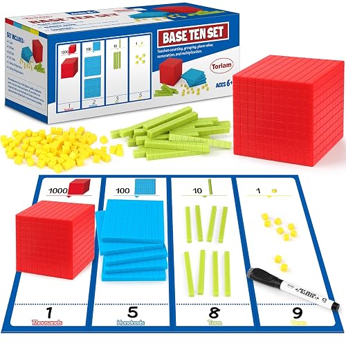 Torlam 131 PCS Base Ten Blocks for Math - Place Value Blocks, Plastic ...