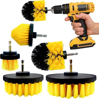 TDBS 5pc Drill Brush Set for Carpet Tub Sink Bathroom Shower Car Grout Cleaner