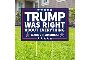 Probsin Trump 2024 Yard Sign with Metal H Stakes Double Sided 12" x 17" Trump Was Right About Everything Wake Up America Sign Outdoor Decorations for Indoor Outdoor Lawn,Garden,Window,Party Supplies