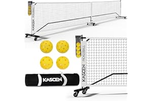 KASCEN Portable Pickleball Net for Driveway - 22FT Official Regulation Size Pickleball Nets with Wheels,Court Markers,Ball Holder,Carry Bag,4 Pickle Balls Indoor and Outdoor