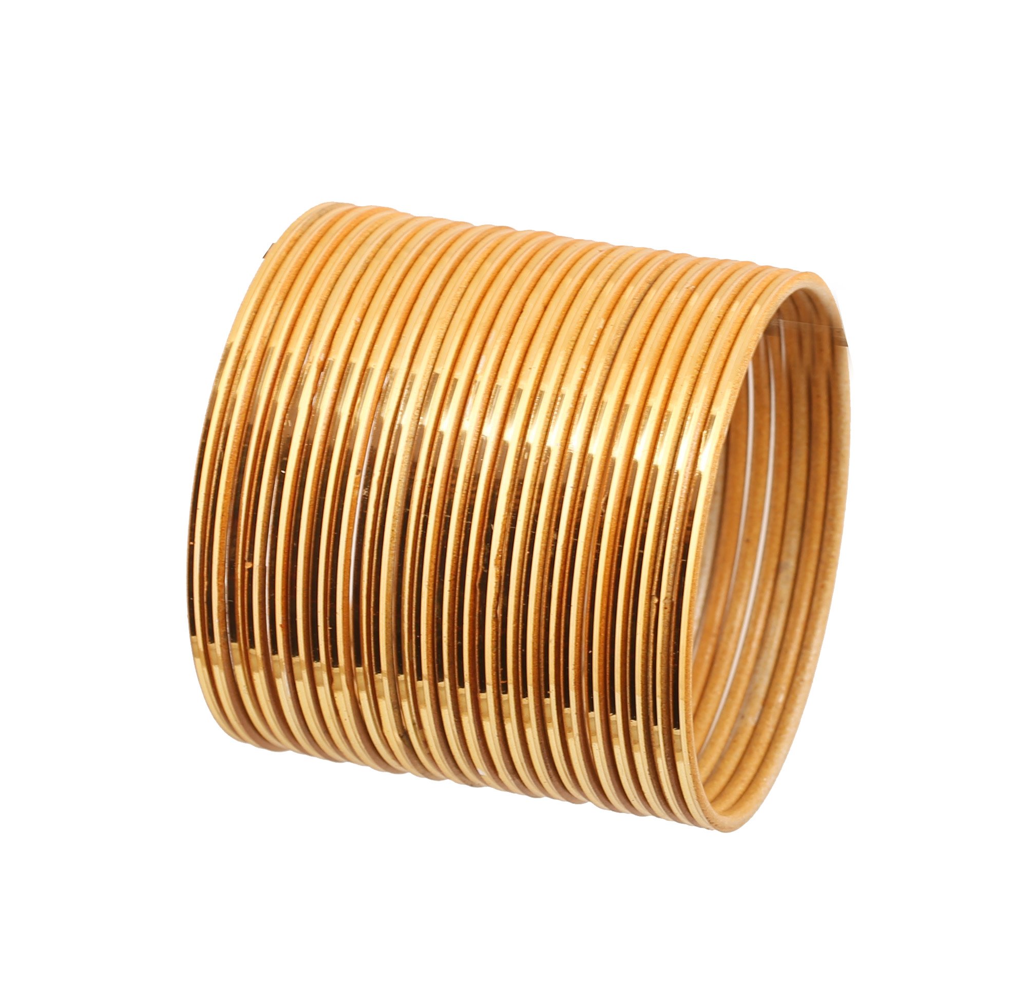 Touchstone Colorful Bangle Collection Modern Pretty Attractive Look Wrist Filler Indian Bollywood Yellow Golden Color Thin Designer Jewelry Metal Bangle Bracelets Set of 24. for Women.