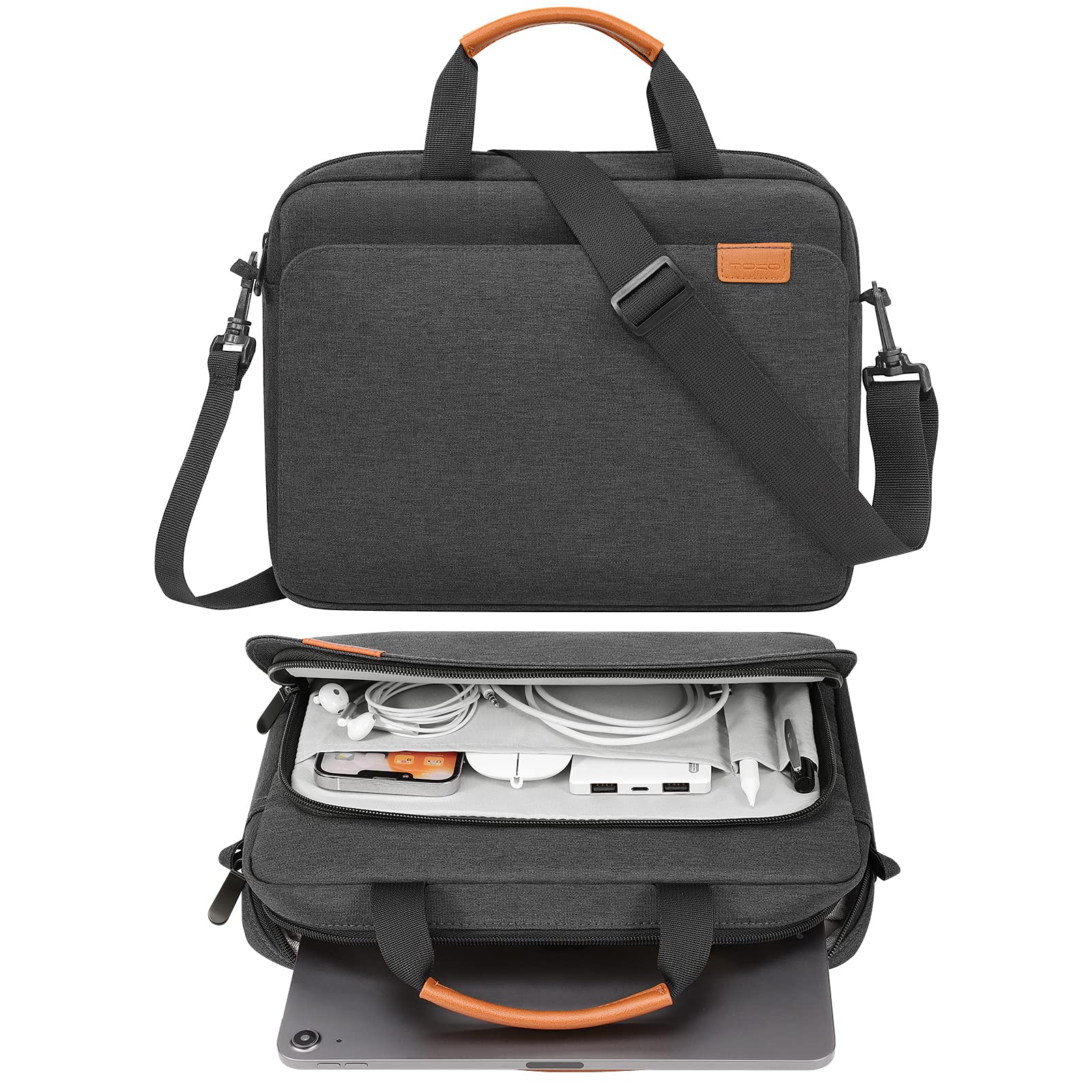 MoKo 9-11 Inch Tablet Sleeve Case, Protective Handle Shoulder Bag Fits 11inch iPad Air M3, iPad A16 2025, iPadPro M4/Air 5/4th 10.9, iPad10/9/8/7th 10.2, Tab S8/S9 11, Black & Gray