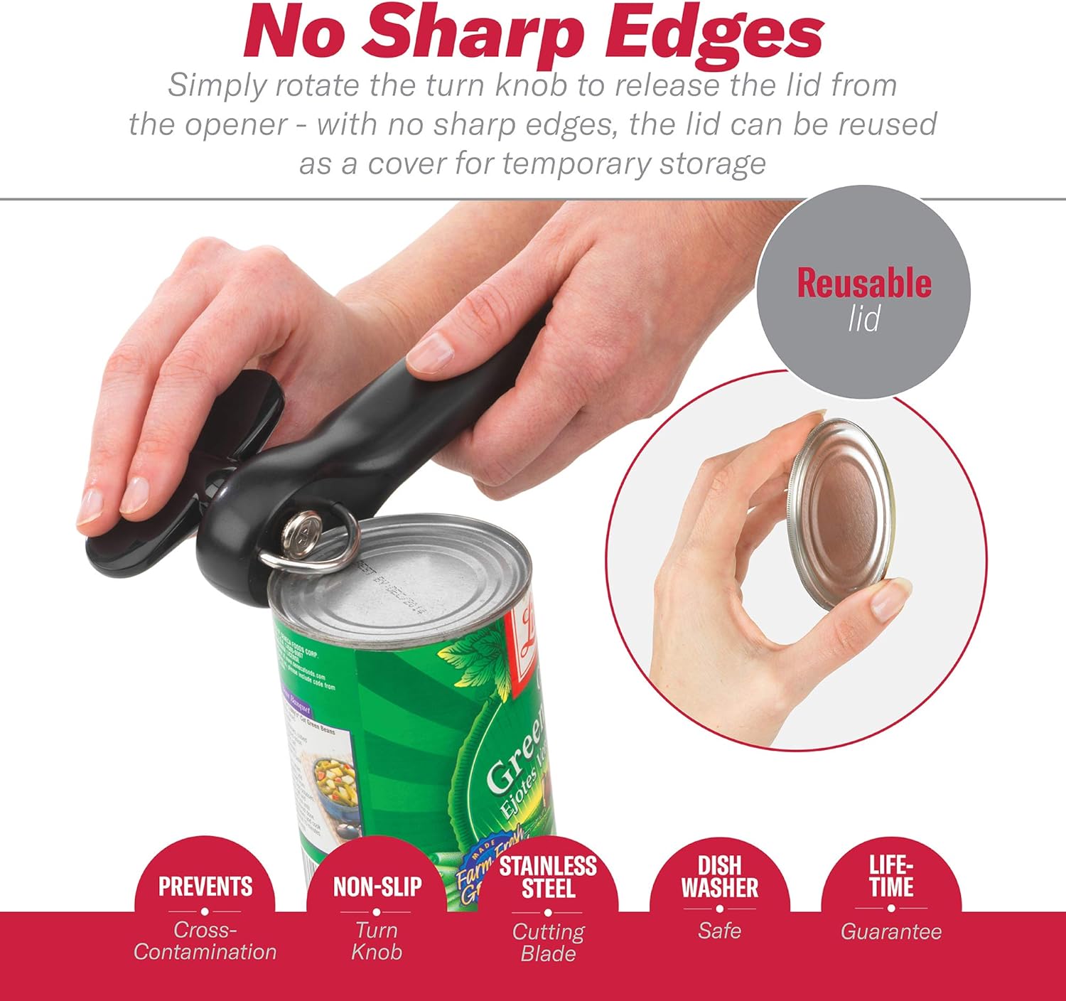 Good Cook Can Opener, Safe Cut Manual Can Opener, no Sharp Can Edges, Black: Kitchen & Dining