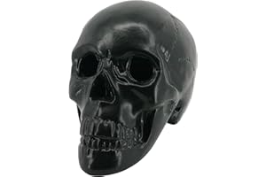 Myard Glaze Enamel Ceramic Fireproof Fire Skull Log for Gas or Wood Fireplace Fire Pit BBQ Campfire Bonfire Halloween Horror Decor Summer Camp Christmas (Qty 1, Black)