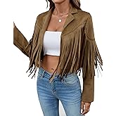 MATEAM Women's Faux Suede Leather Tassel Jackets With Lining Cropped Fringe Coats For Women 2025 Fall Fashion Must Haves