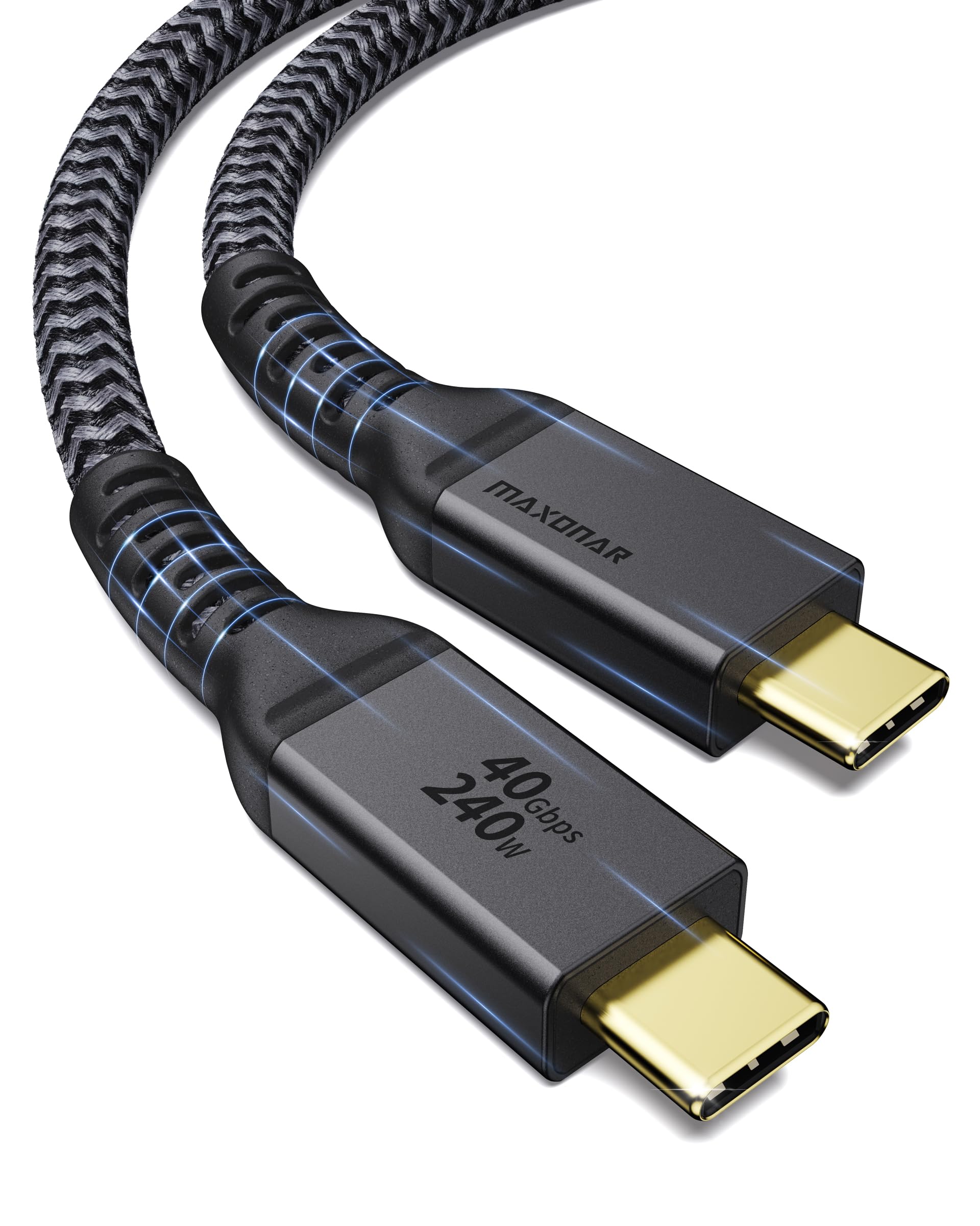 Maxonar Certified USB4 Cable with Thunderbolt 4,240W Charging Cable 40Gbps Data Cable,8K@60Hz 4K120Hz HDR,PD3.1,USB C to USB C C able,Compatible with MacBook,SSD,Type C Laptops,Monitor,Hub,1m — image 1