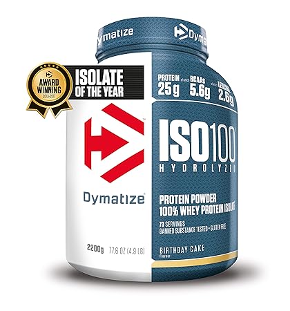 Dymatize Whey Protein Hydrolysat + Isolat – Premium Eiweißpulver – Protein Shake / 2,2 kg Birthday Cake