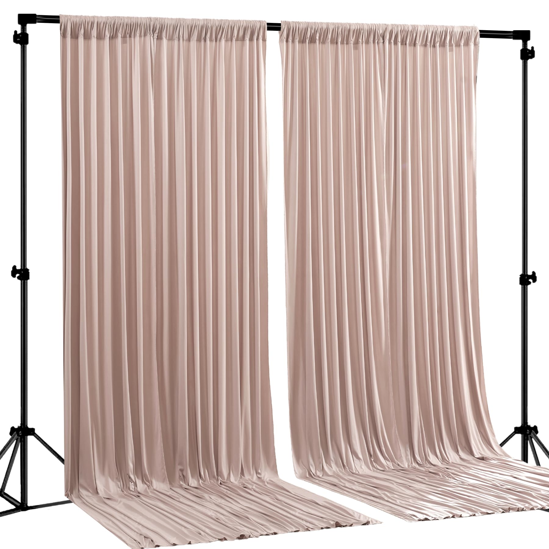 Photo 1 of Nude Blush Backdrop Curtains-Wrinkle-Free Polyester Photography Drapes Party Curtain Background for Baby Shower Wedding Decorations- 8 X10FT
