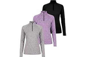 Real Essentials 3 Pack: Womens Dry-Fit Long Sleeve Quarter Zip & Full Zip Up Hoodie Workout Jacket (Available in Plus)