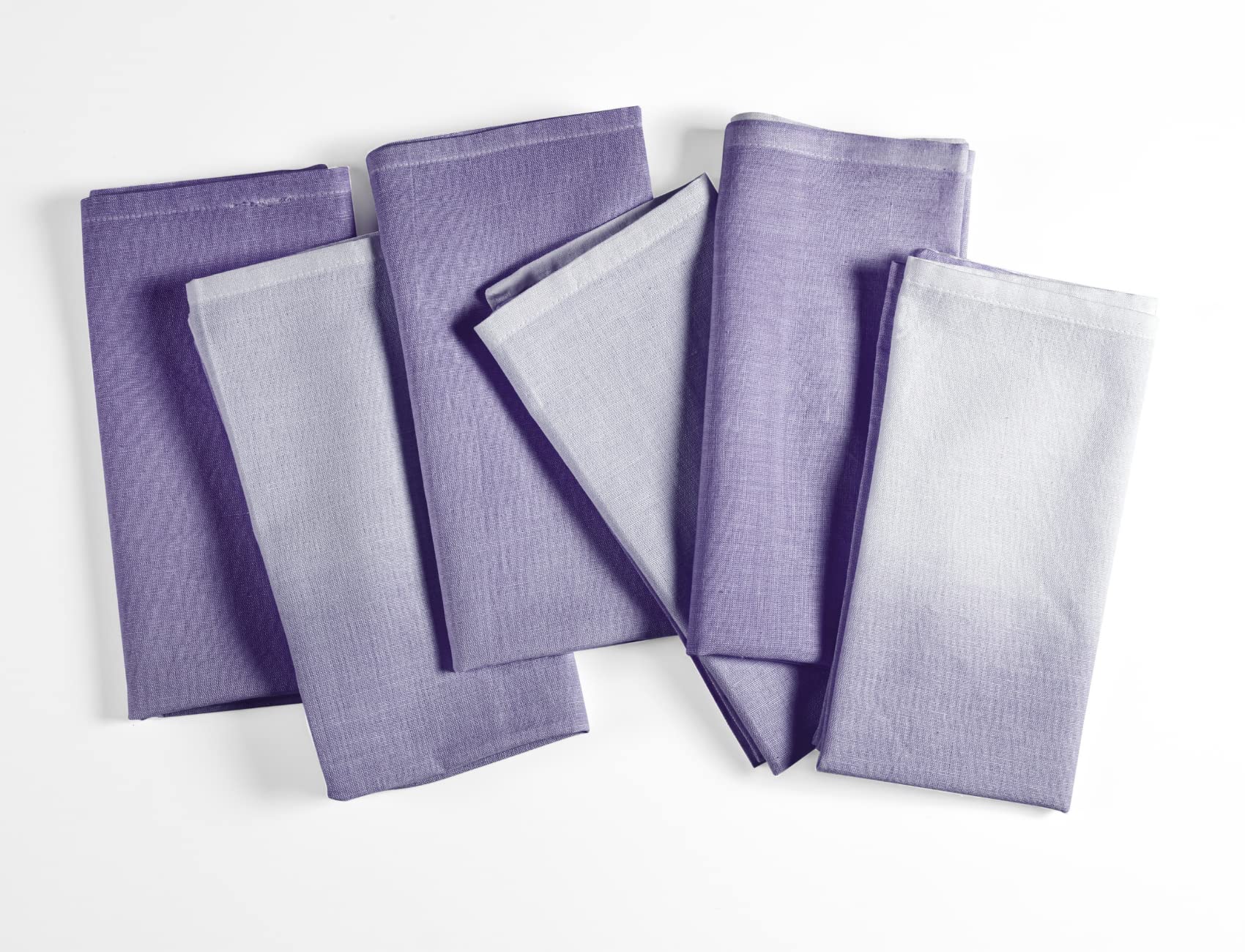 FINGERCRAFT Ombre Cloth Napkins Set of 6 Cotton Linen Blend Dinner Napkins Perfect for Parties Dinners Weddings Cocktail Christmas Napkins Cloth 20x20 Ombrey (Purple)