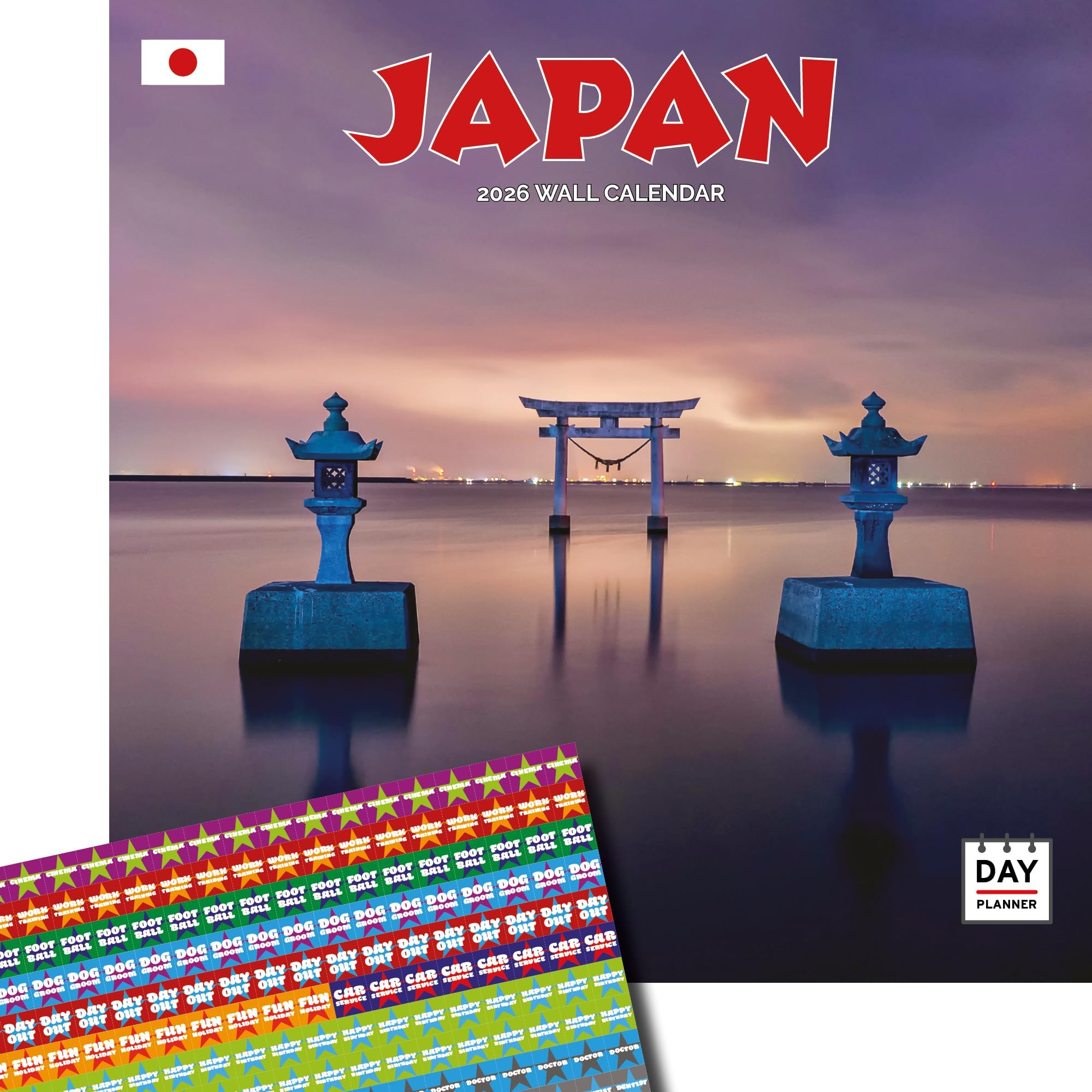 Dayplanner Publishing Japan Calendar 2026, Large Square Wall Calendar With Organisational Stickers, 16 Month, Japan Gift Travel Calendar