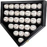 DisplayGifts Baseball Display Case Frame Shadow Box Wall Cabinet Holder to Hold 30 Balls, with Lockable Anti Fade UV Protection Acrylic Door for Homerun and Autograph Balls, Black Frame