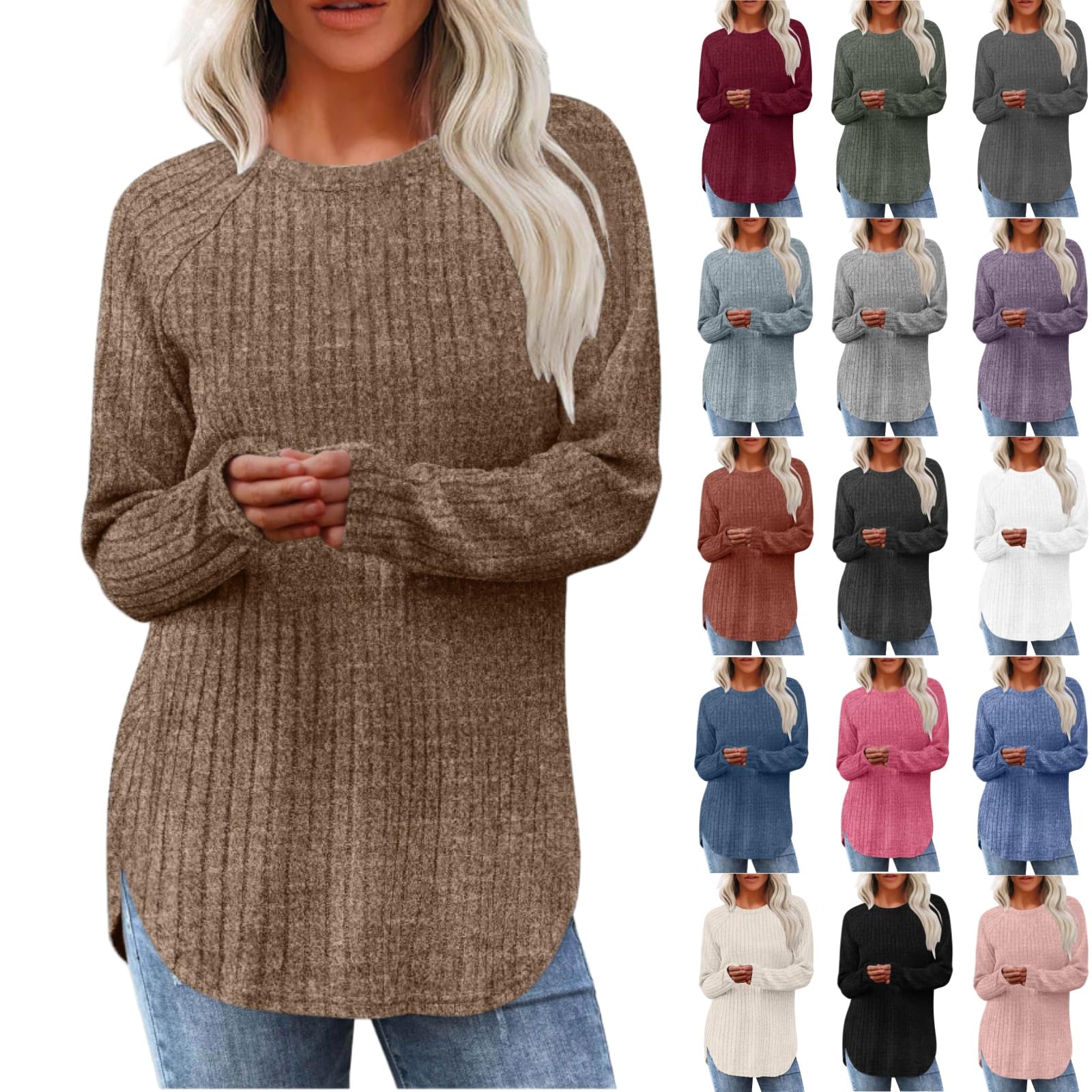 Fall Business Casual Outfits for Women Long Sleeve Shirts for Women Trendy Casual Loose Fit Dressy Tunic Tops Fall Fashion 2025 Warm Sweater Holiday Outfits