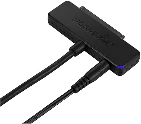 Poppstar Festplattenadapter mit Netzteil (USB 3.1 Gen 1 Typ A) Sata USB Adapter für Festplatten (SSD, HDD, 2,5 u. 3,5 Zoll) a