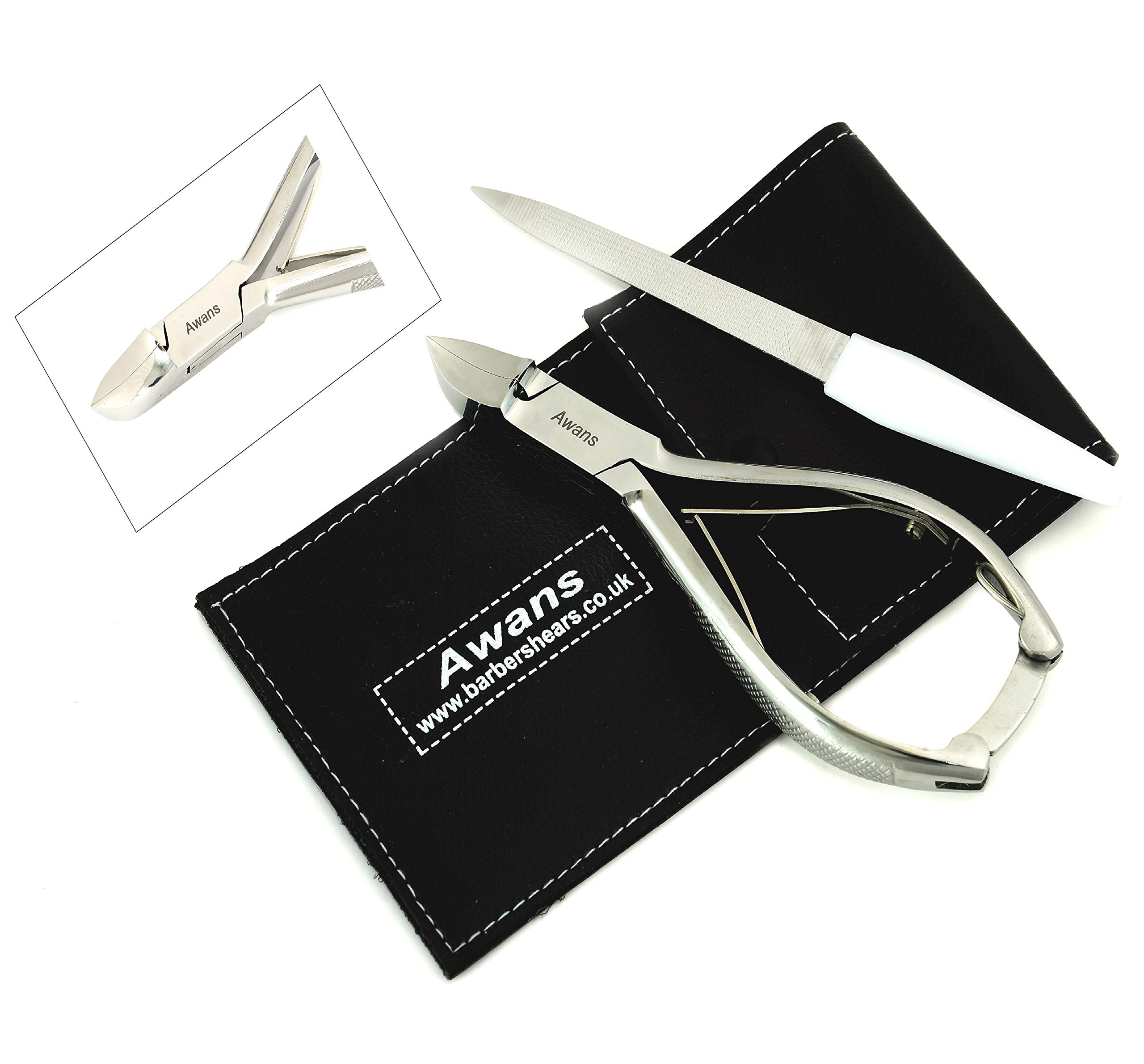 Awans Professional DoNail Clipper Stainless Steel auto cleavable With Protective Case Clippers for fingernails - Podiatry Instruments Clippers 6" (Design 3)