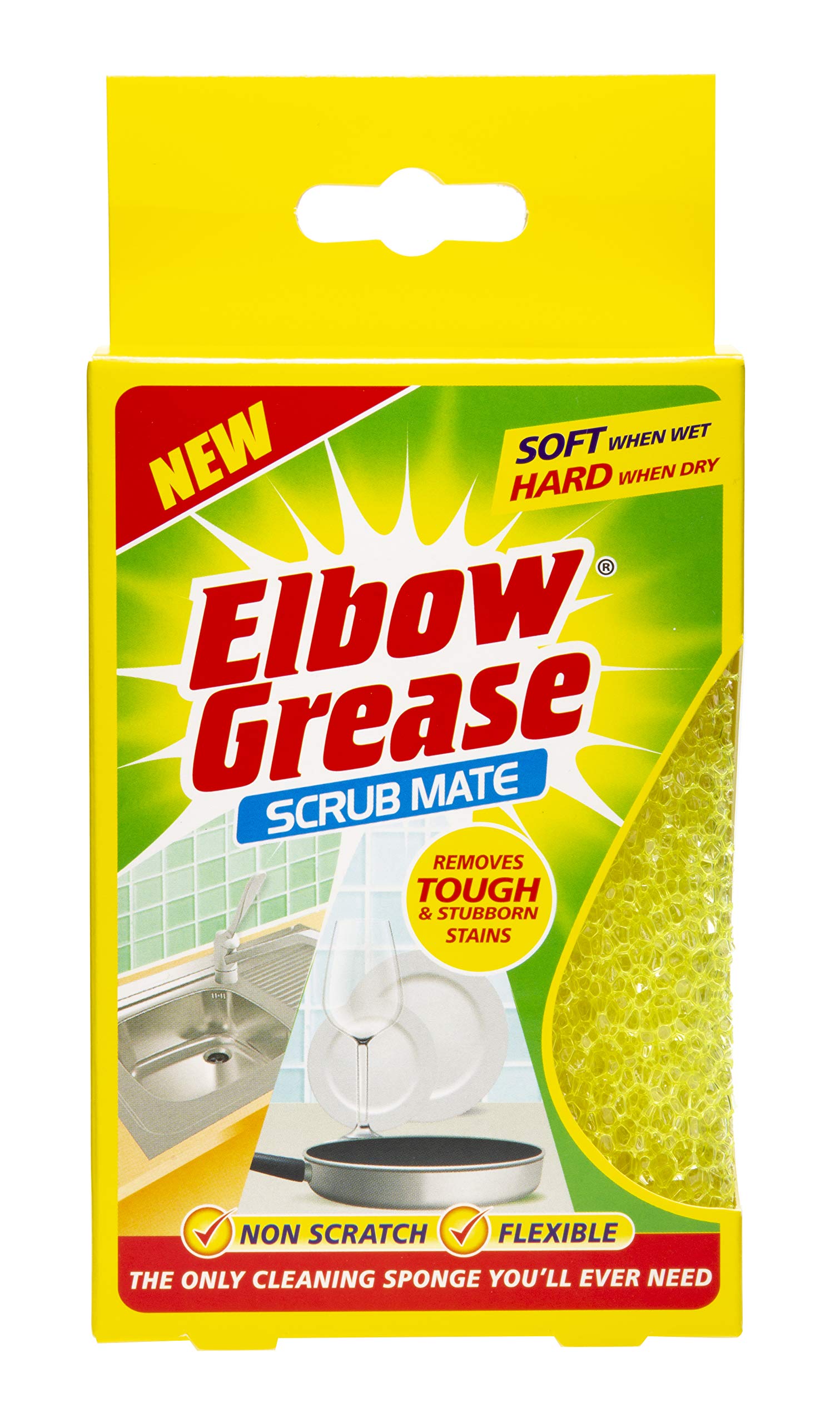 Elbow Grease Eg27 Scrub Mate Non Scratch Sponge, 7 cm Wide X 11.5 cm High X 3.5 cm Length
