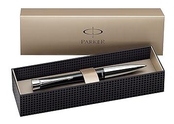 Parker S0767130 Urban-Kugelschreiber (London Cab-schwarz mit Chromverzierungen, blaue Tinte)