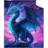 Dragon Blanket Gifts for Girls 8-12 - Blue Purple Dragons Throws for Boys Kids Children - Plush Soft Fuzzy Flannel Birthday Gifts for Women Men Adults Dragon Lovers - 50"X40" Decor for Room Bed Sofa