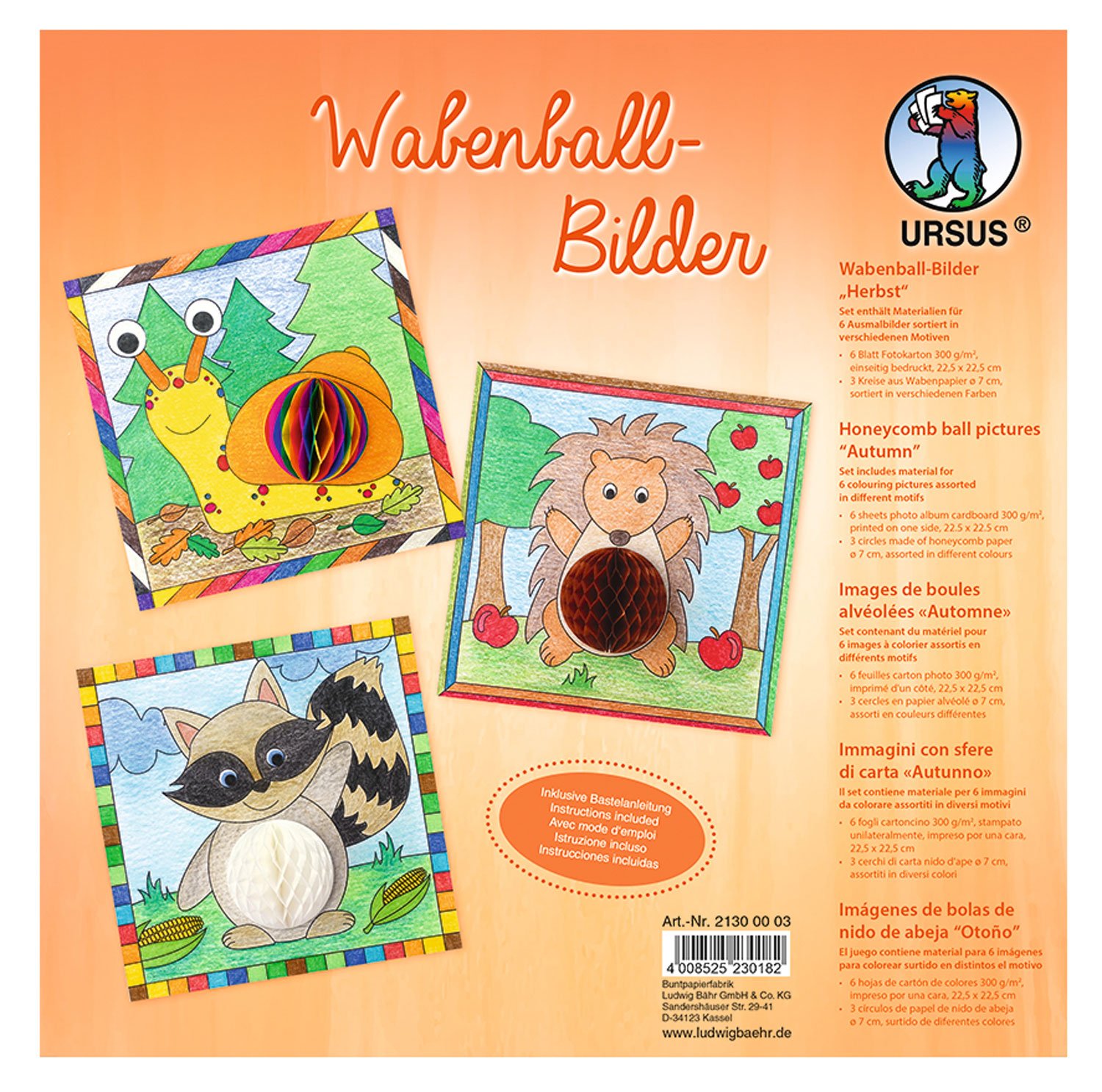 Ursus Tissue Paper Honeycomb Ball Picture, Multi-Color