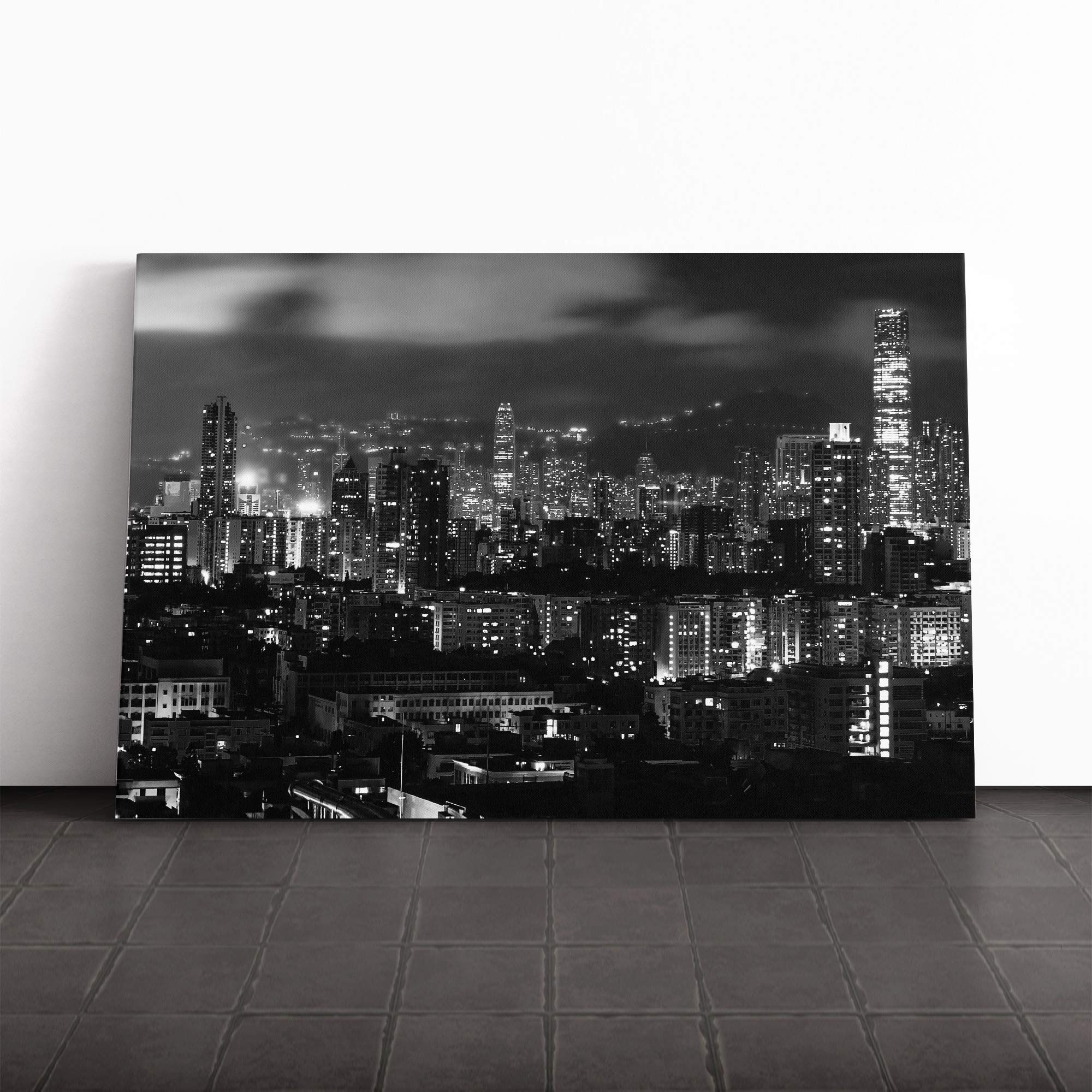 Hong Kong City Skyline China (5) Canvas Print | Gallery Wrapped 30mm Frame Wall Art | 20x14 inches | Ready to Hang | Modern Cityscape Picture | Living Room Bedroom Lounge Office