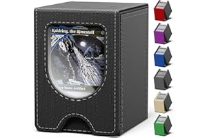 banloga Card Deck Box for MTG Commander, Card Case Holds 100+ Double-Sleeved Cards, Magic Card Box Fits for TCG/PTCG/CCG Card with 2 Dividers (Black&Gray)