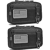 2 Pack Tactical Molle Admin Pouch with US Flag Patch and Keychain - Utility Laser Cut Tactical EDC Tool Pouch Bag Horizontal Modular Pouches Utility Tool Pouch
