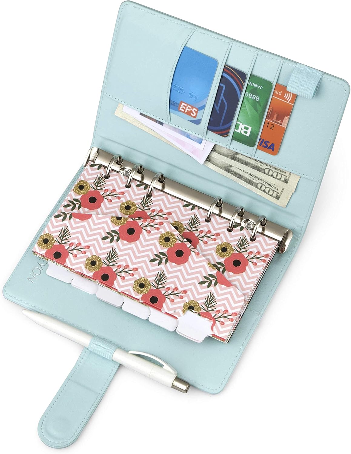 Blue A6 Binder and Budget Envelopes, Budget Binder with Cash Envelopes for Budgeting, Mini Binder Cash Envelope Wallet, Small Binder Budget Planner, Cash Envelope Binder with Money Envelopes for Cash : Office Products