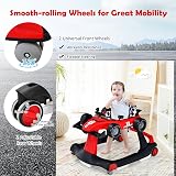 Maxmass 4-in-1 Baby Walker Sit-to-Stand Adjustable Height Red view 8
